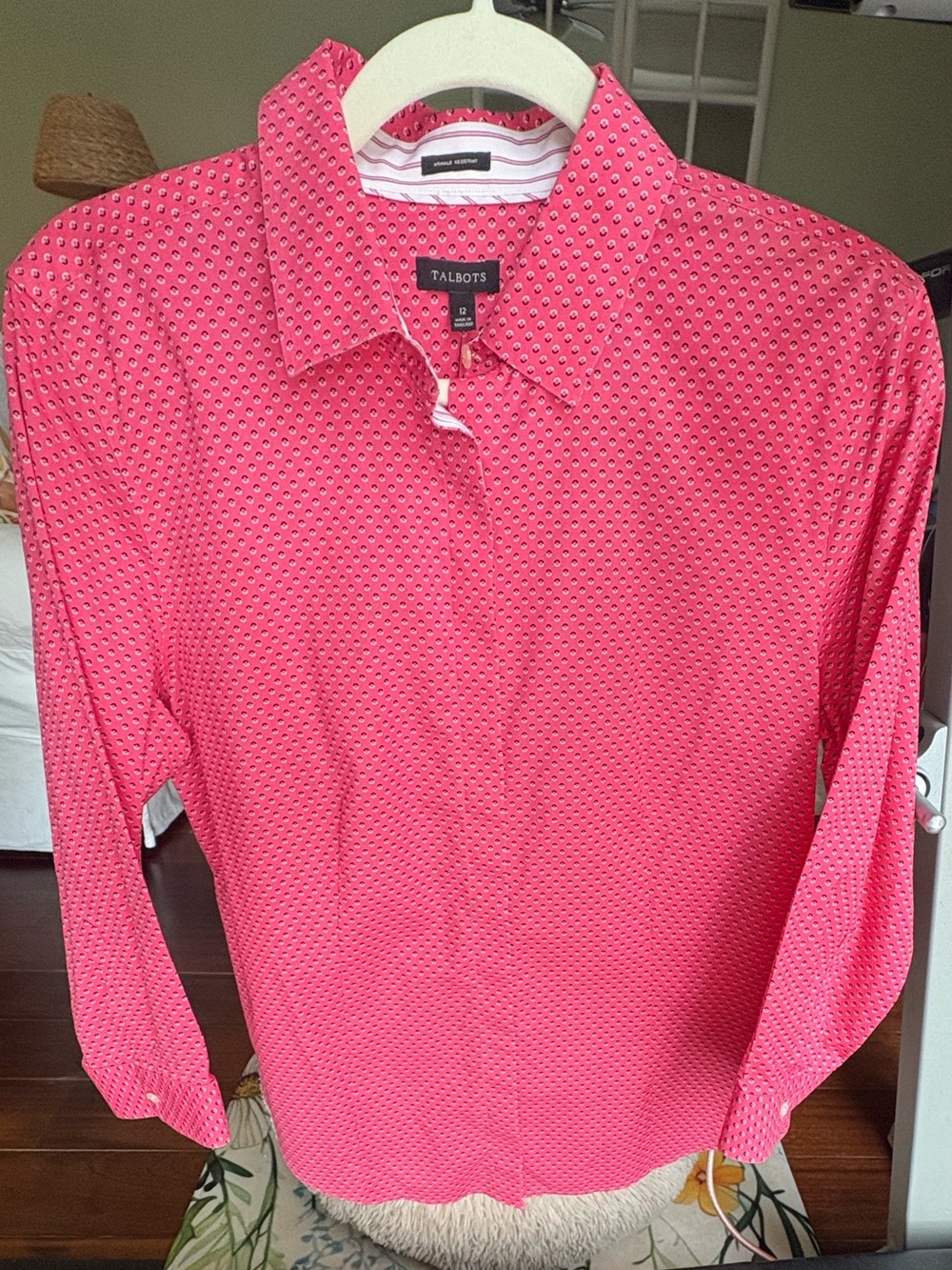 Talbots Pink Micro-Print Button-Down Shirt